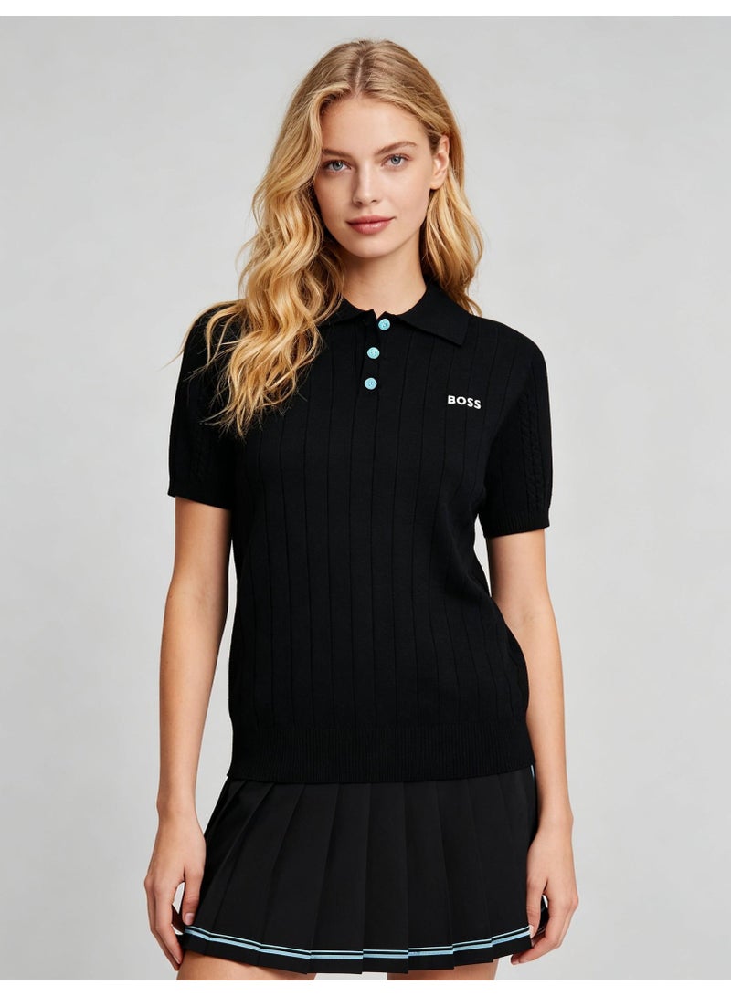 BOSS Unisex Short Sleeve Knit Polo Shirt, Black, Men's Women's Casual Top - Image 2