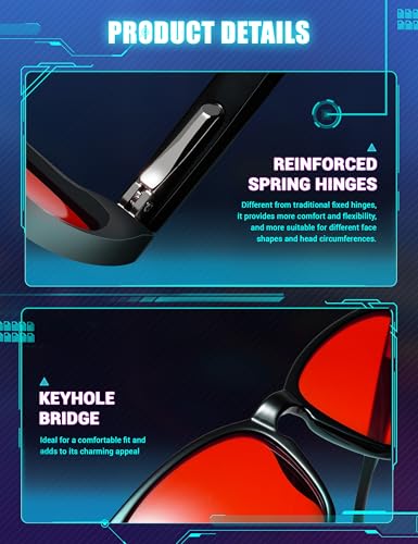 TIJN Sleep Glasses with Blue Green Light Blocking, Red Light Lens for Computer Gaming, Screen Fatigue & UV Protection - Image 4