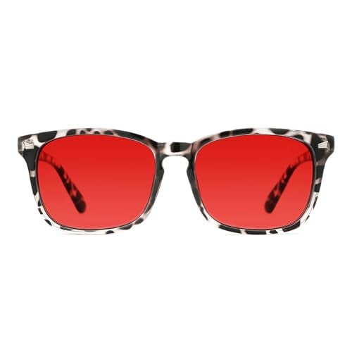 TIJN Sleep Glasses with Blue Green Light Blocking, Red Light Lens for Computer Gaming, Screen Fatigue & UV Protection - Image 1