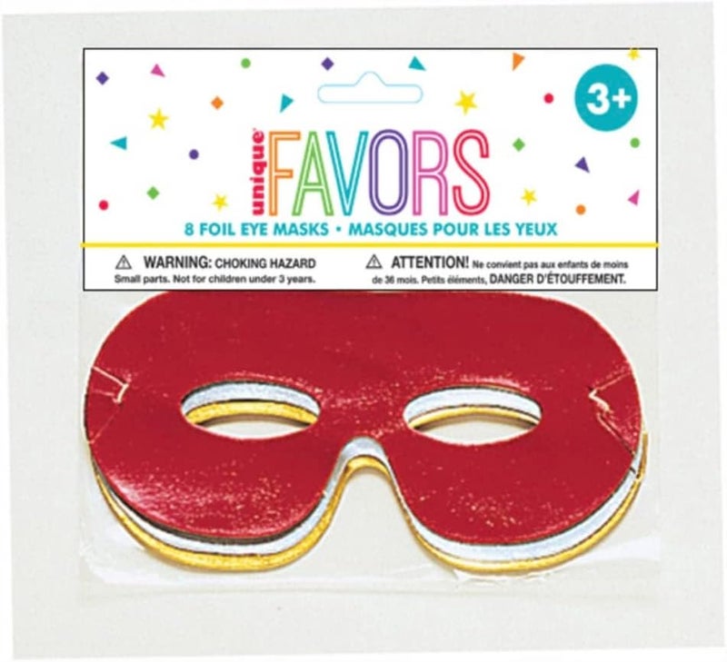 Unique أقنعة العين المصنوعة من الفويل بألوان متنوعة - عبوة من 8 قطع - تناسب مريحة مثالية للاستخدام المنزلي والسفر