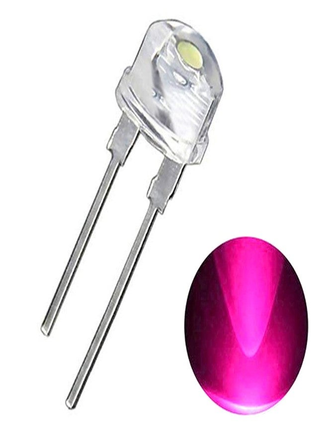 Wizzo (Pack of 50 Pieces Transparent Pink LED 8mm 3V DC 2 Pin Light Emitting Diode Lamp Bulb (PINK) Multipurpose, For Science Projects DIY Hobby Kit - Image 1