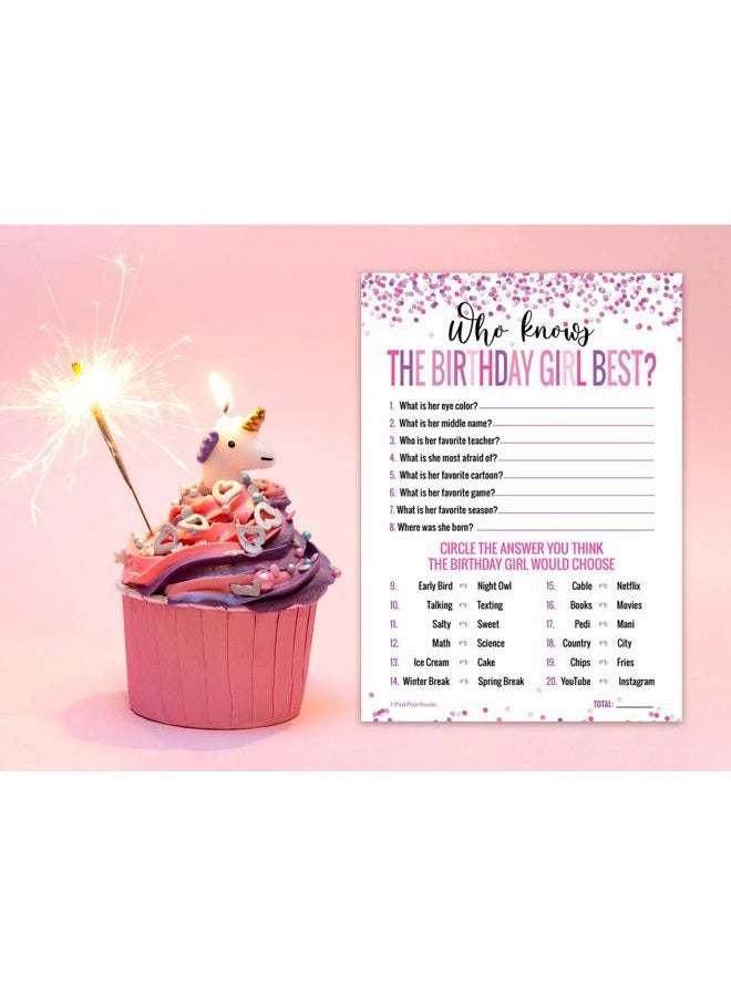 Pink Pixie Studio 30 Who Knows The Birthday Girl Best Game Cards- for Child or Teen- Fun and Easy Game for Party or Sleepover- Girl Birthday Supplies, Activity, Decorations - Image 4