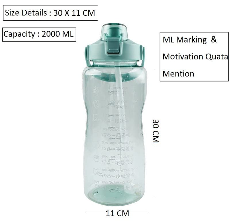 Grofilo 2L Water Bottle Motivational Water Bottle with Straw Time Marker for Gym Travel Sports Summit Collection - Image 2