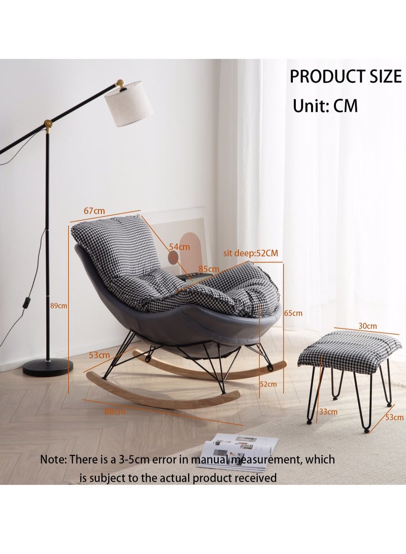 Single Recliner Sofa Rocking Chair Living Room Furniture Arm Chaise Leisure Lounge Chair Living Room Chairs with foot pedal (Grey) - Image 2