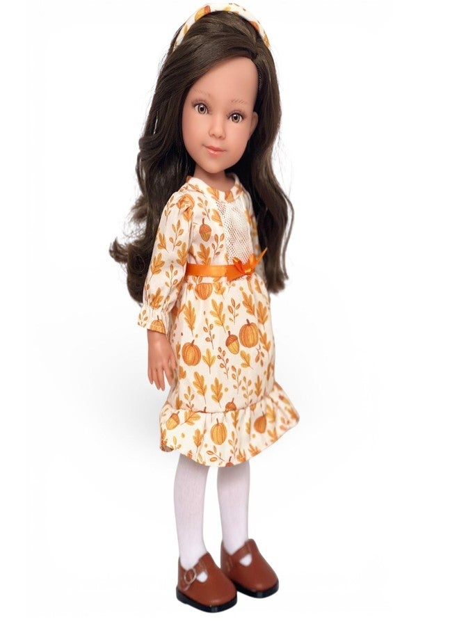 MBD Lorelei and Friends Doll Clothes - Autumn Pumpkin Dress Outfit - Fits 14-Inch Dolls - Image 2