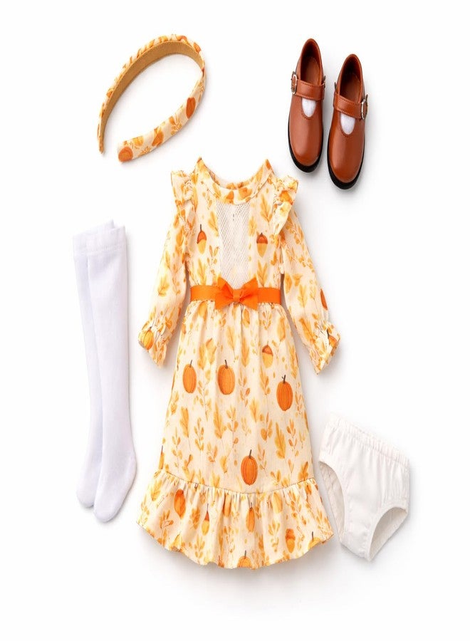 MBD Lorelei and Friends Doll Clothes - Autumn Pumpkin Dress Outfit - Fits 14-Inch Dolls - Image 4