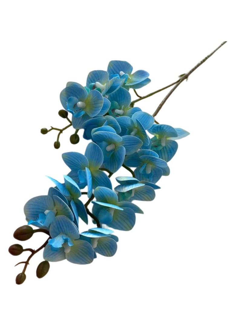 Huitich Double Forked 16 Head Mini Phalaenopsis Perfect Decor for Your Wedding with Artificial Flower Blue  - Image 1
