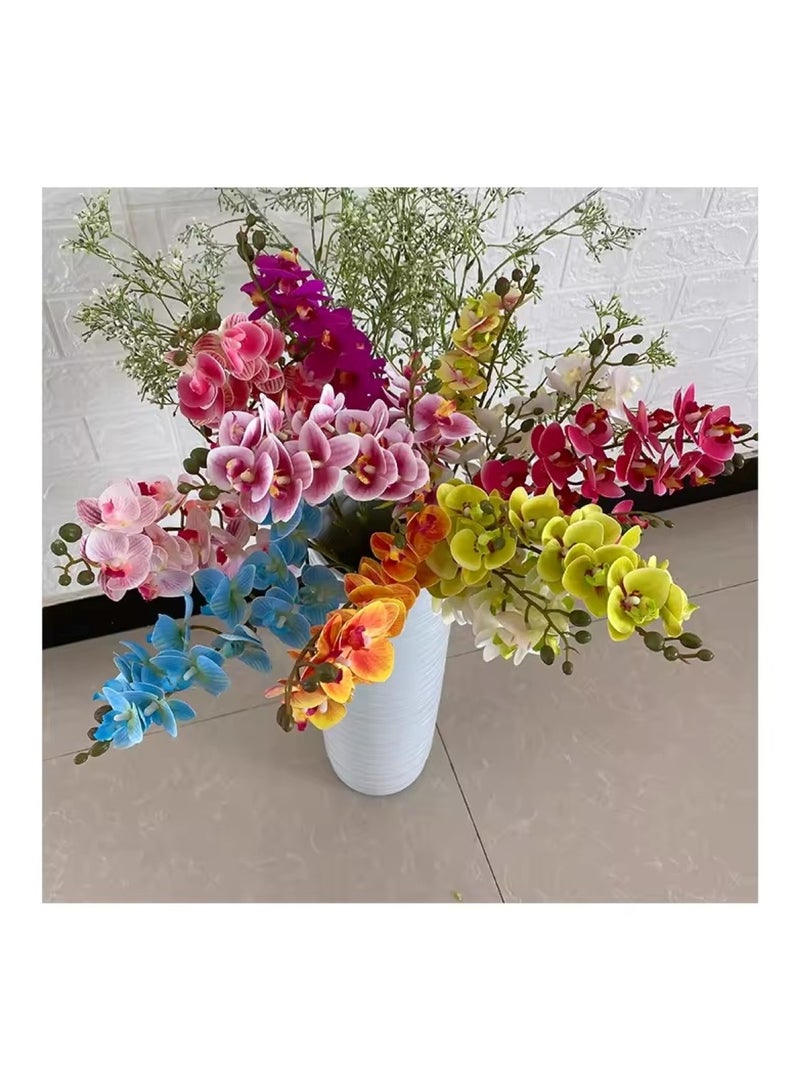 Huitich Double Forked 16 Head Mini Phalaenopsis Perfect Decor for Your Wedding with Artificial Flower Blue  - Image 2