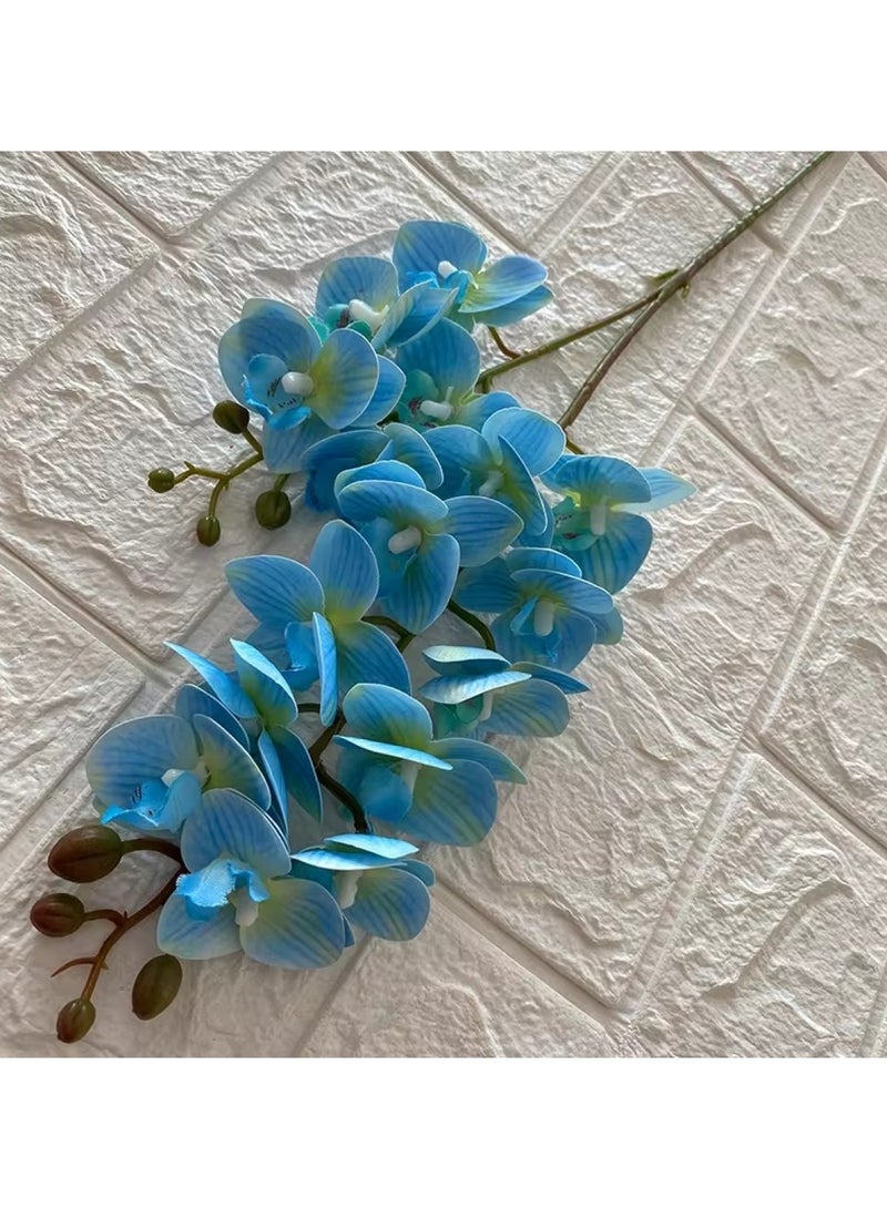 Huitich Double Forked 16 Head Mini Phalaenopsis Perfect Decor for Your Wedding with Artificial Flower Blue  - Image 3