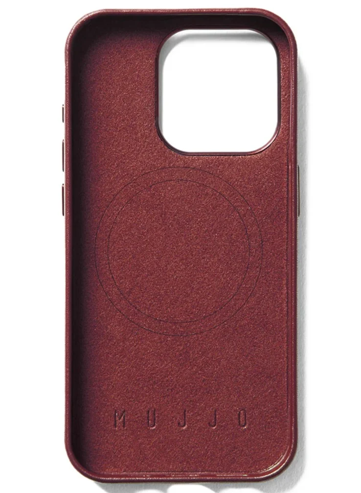 Mujjo Mujjo Leather Case for iPhone 15 Pro - Leather Case, MagSafe Compatible, Premium European Leather, Slim & Stylish Profile, Enhanced Phone & Camera Lens Protection, Recycled Materials (Burgundy)