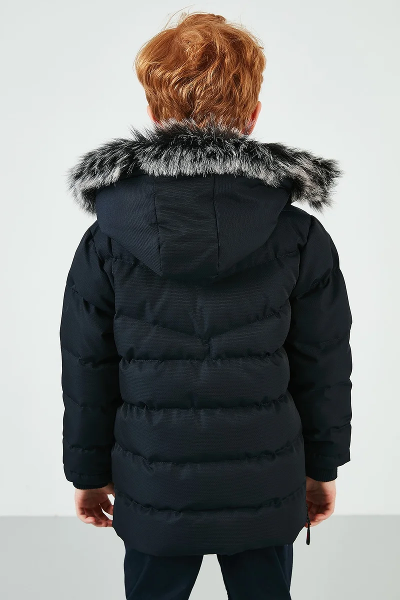 Lela Faux Fur Plush Lined Removable Hooded Coat Boy's COAT 5763028
