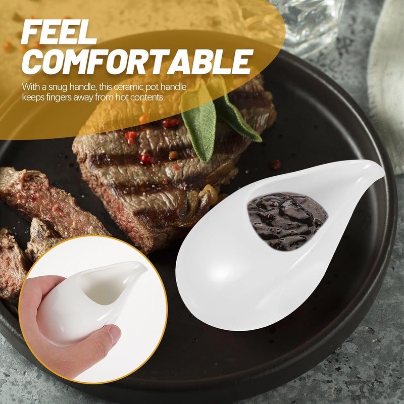 Healeved Ceramic Sauce Pitcher for Steak 100ml Japanese Style Honey Coffee Milk Gravy Dispenser Creamer Jar for Western Dining and Home Kitchen Use - Image 5