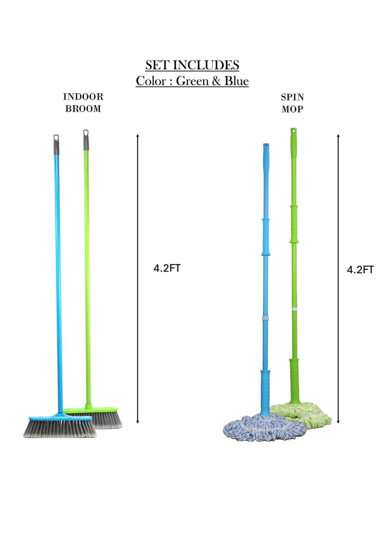 Clean and Care Cleaning Set Combo Indoor Broom Spinning Mop with Iron Stick Long Handle Stiff Bristles Office Home Kitchen Assorted Color - pzsku/Z893327AA914D552C1473Z/45/_/1717831468/243fa66f-c32e-4e02-853a-9fb8d7be7c00