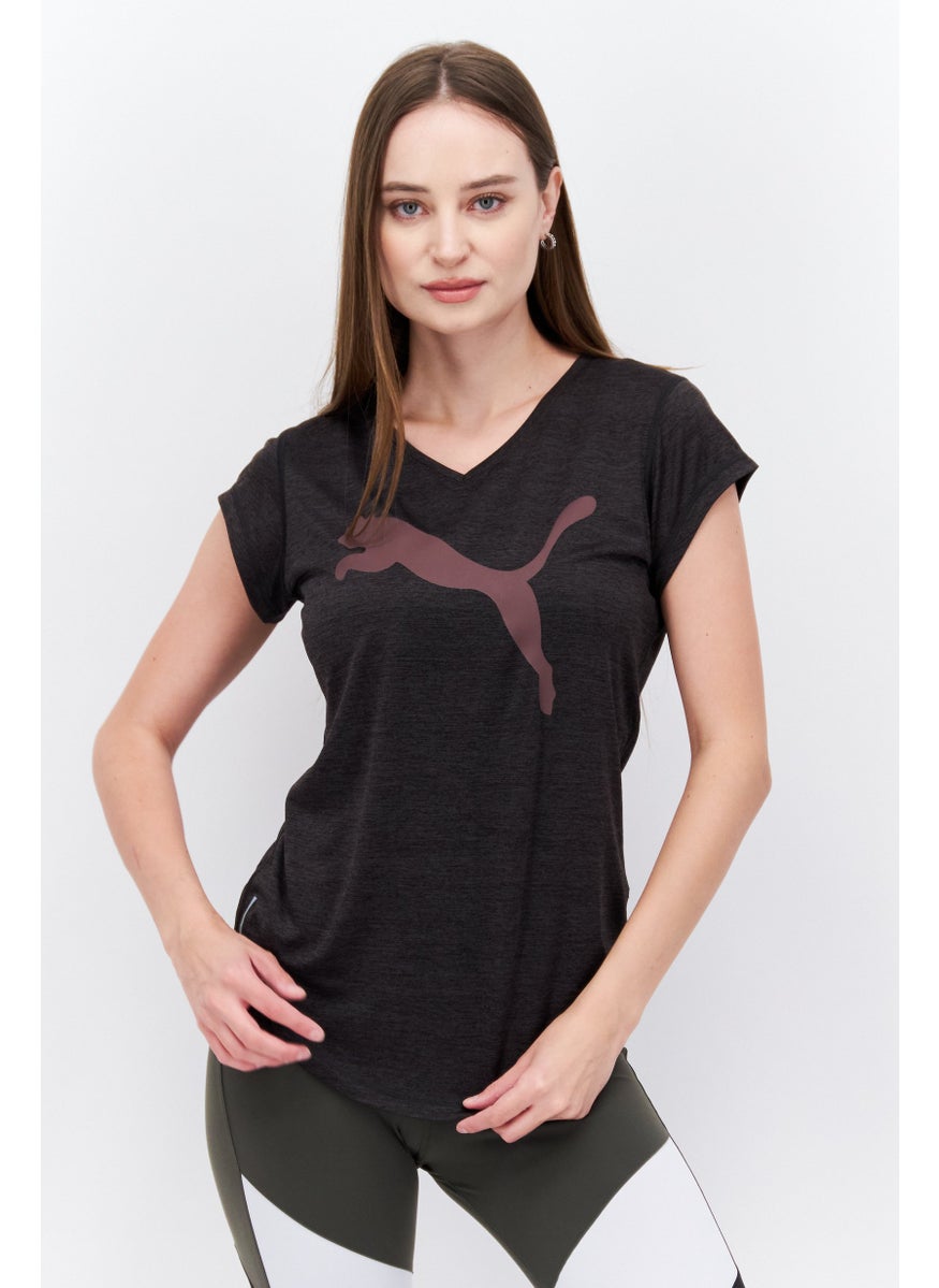 PUMA Women Sportswear Fit Training Short Sleeve T-Shirt, Dark Grey  - Image 1