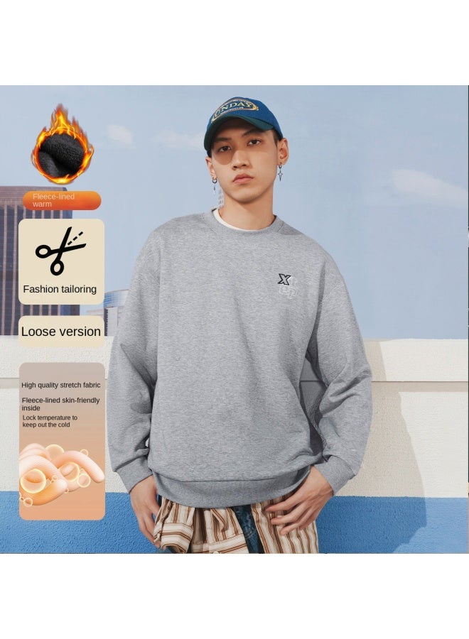 إكستيب 【بطانة من الفرو وسُمك مُضاعف】سترة رجالية برقبة مستديرة مبطنة بالفرو ومُدفأة بسمك مضاعف، سترة أساسية بأسلوب متوافق للزوجين لخريف - Image 2