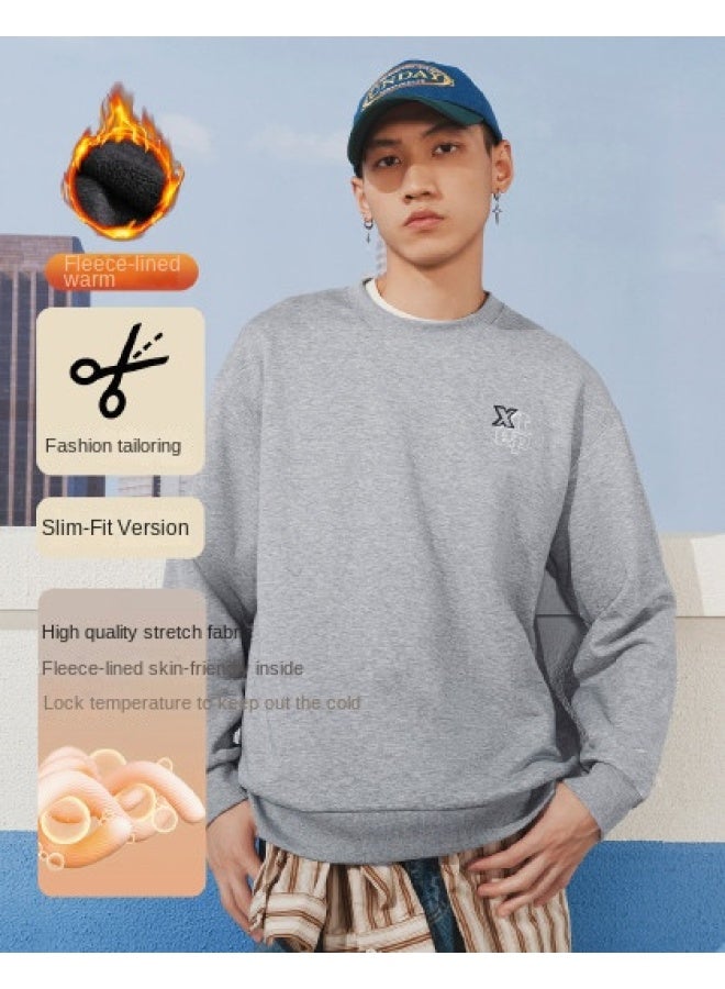 إكستيب 【بطانة من الفرو وسُمك مُضاعف】سترة رجالية برقبة مستديرة مبطنة بالفرو ومُدفأة بسمك مضاعف، سترة أساسية بأسلوب متوافق للزوجين لخريف - Image 1