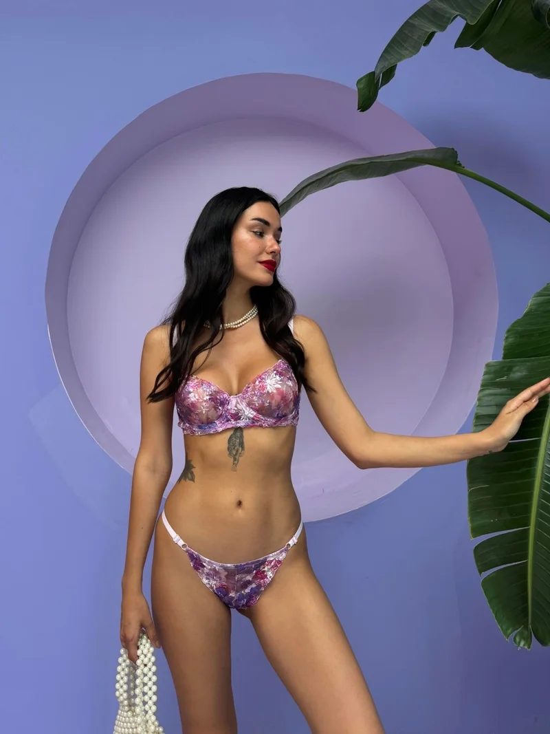 Cansoy Coverless Printed Purple Embroidery Set (690T)