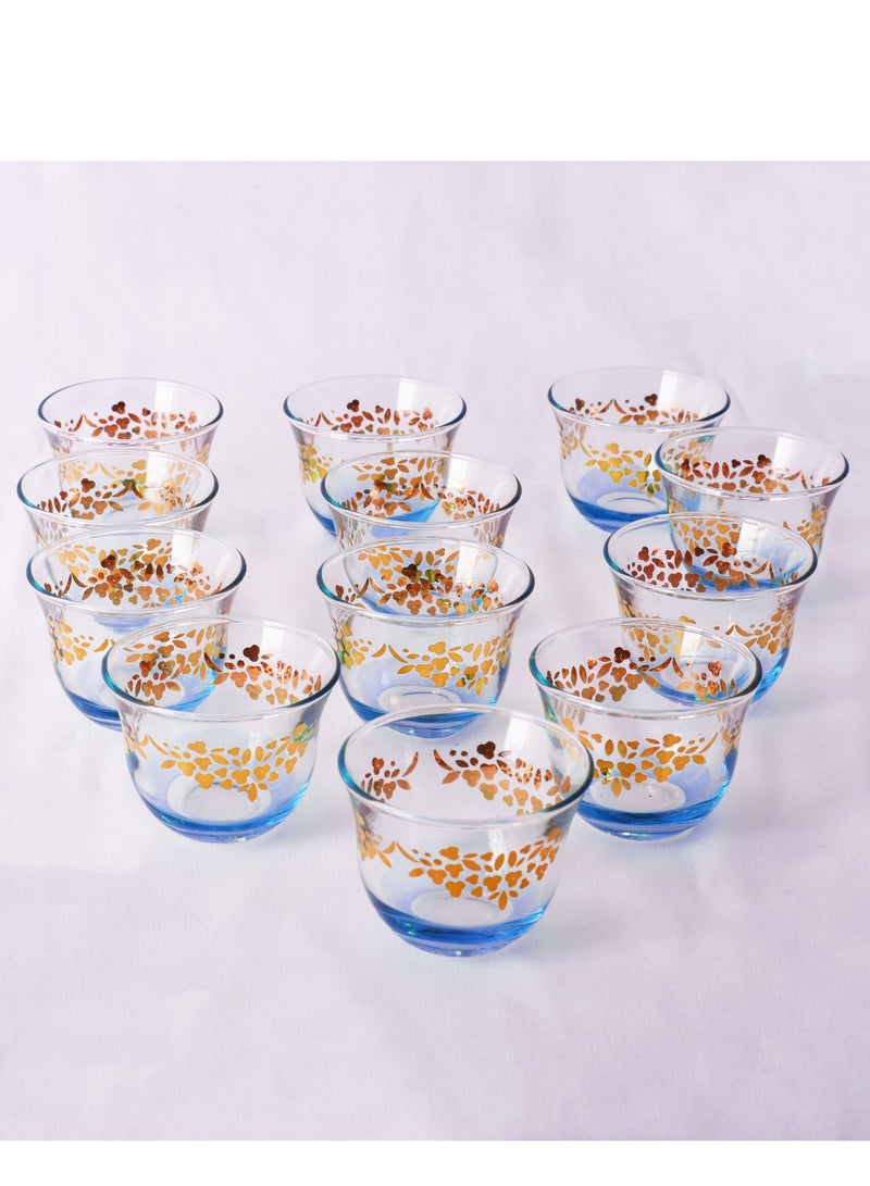 أي هوم طقم أكواب قهوة تركي مكون من 12 قطعة أزرق / شفاف - Image 2