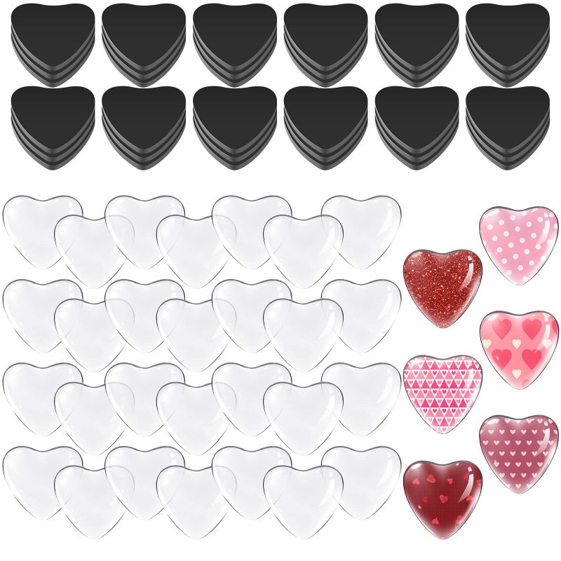 72 Pieces Valentines Day Heart Magnets Heart Gems Rhinestones with Adhesive Backing and Transparent Clear Glass Gems for Valentines Day Wedding DIY Craft Fridge Refrigerator Pendants