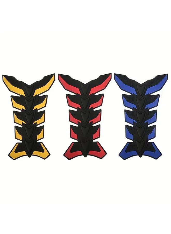 Three Piece Motorcycle Gas Tank Protectors Silicone Durable Vibrant Fishbone Stickers - Image 5