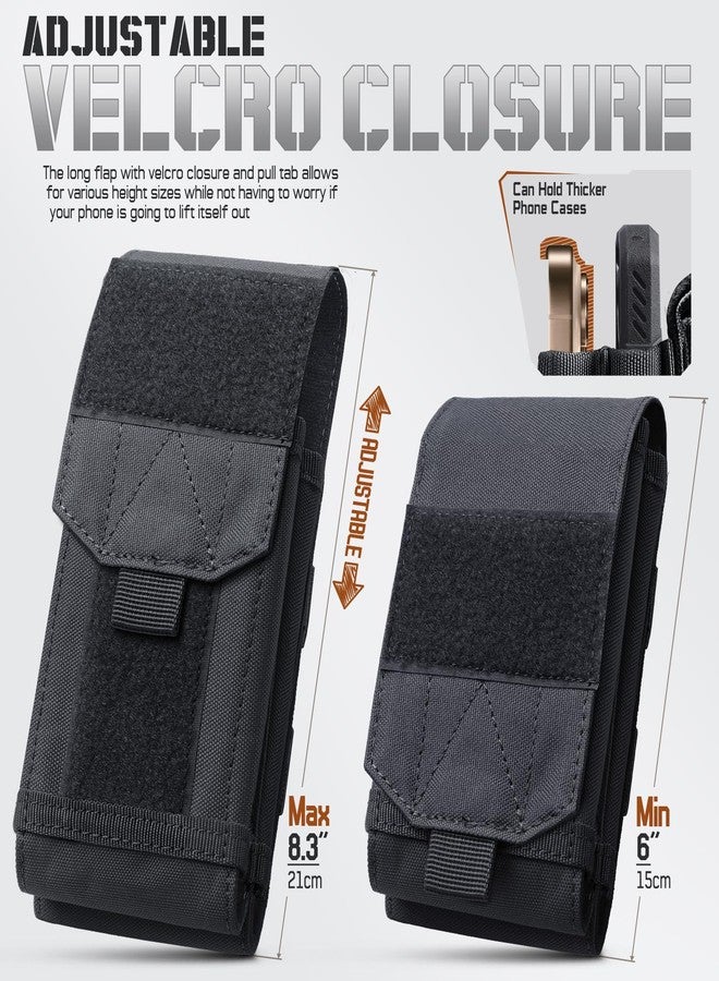 RXW Molle Phone Pouch Tactical Phone Holster Universal Dual Cell Phone Holder Utility EDC Pouch with US Flag Patch (Black) - Image 3