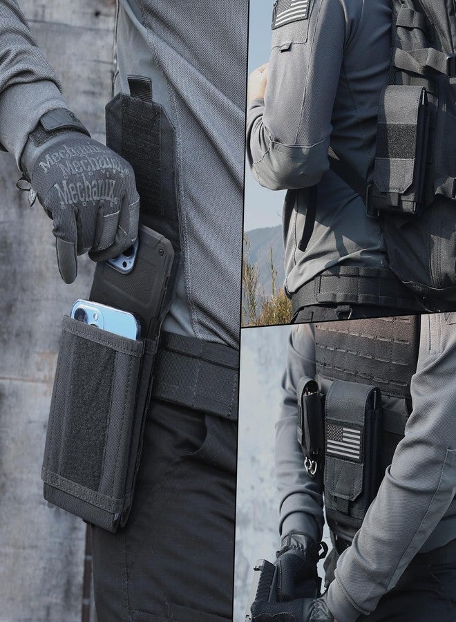 RXW Molle Phone Pouch Tactical Phone Holster Universal Dual Cell Phone Holder Utility EDC Pouch with US Flag Patch (Black) - Image 5