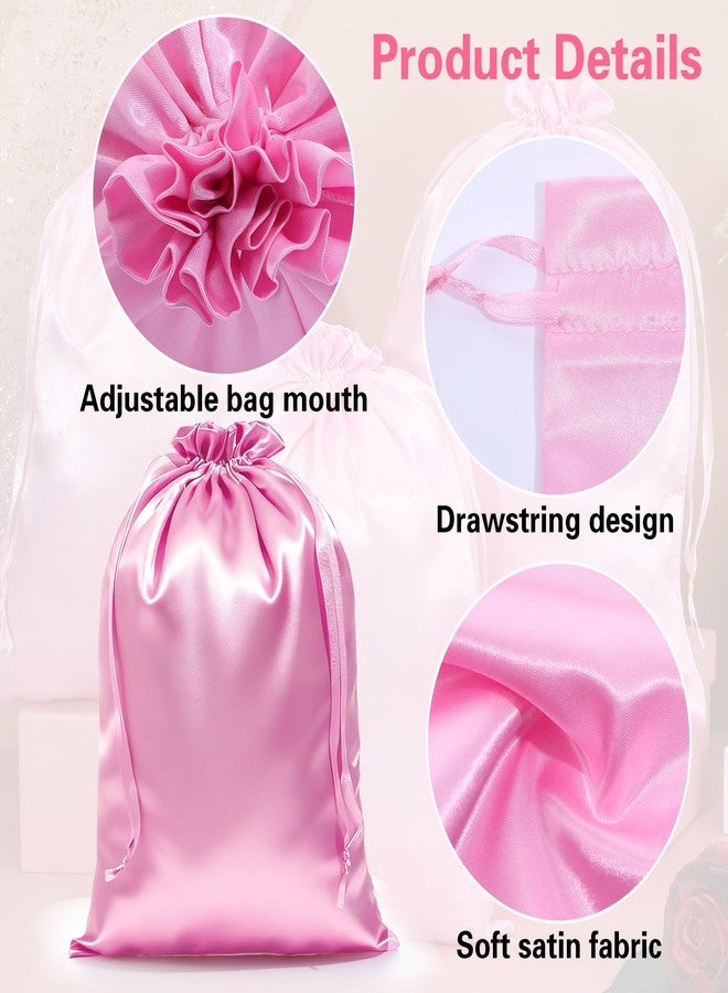 HaiFafafaing 6 Pcs Satin Wig Bags With Drawstring, Silk Hair Storage Bags For Multiple Wigs, Bundles, Extensions, Pink - Image 3