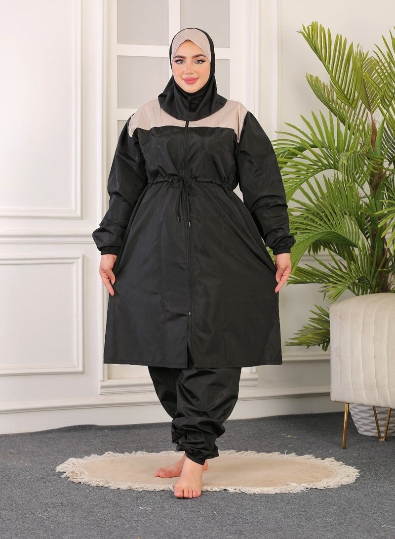 3 piece waterproof swimming suit for women with hijab plus size -islamic swimsuit for women cover up-swimwear for muslim women-modest swimming suit for women-islamic burkini hijab .  - Image 1
