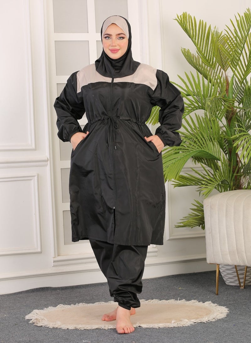 3 piece waterproof swimming suit for women with hijab plus size -islamic swimsuit for women cover up-swimwear for muslim women-modest swimming suit for women-islamic burkini hijab .  - Image 2