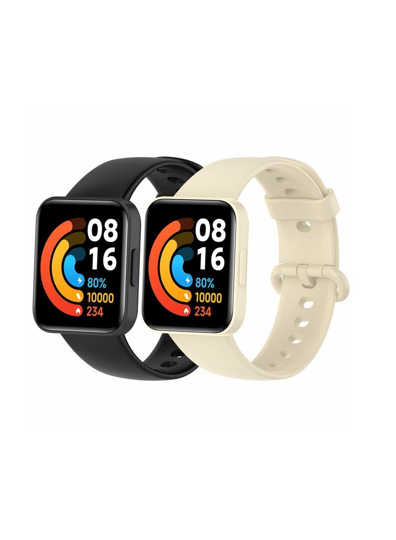 2 Straps Compatible with Redmi Watch 2 Lite  POCO Watch  Xiaomi Mi Watch 2 Lite Silicone Strap for Men, Women - Image 1
