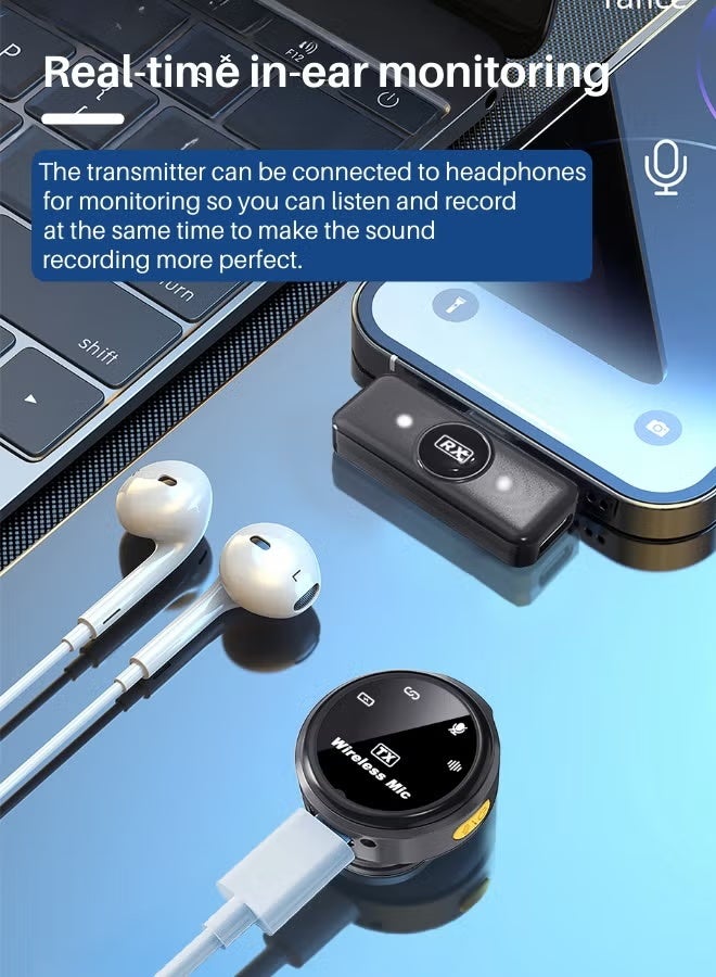 Wireless Microphone  (2TX+RX+Charging Case) For Iphone/Android, Mike Wireless With Lightning/Usb C 600ft Los Range Hi-Fi Audio Noise Cancellation 40h Duration, Mic For Vlogging Tiktok Youtube Content Creators Live Streaming-Black - Image 4