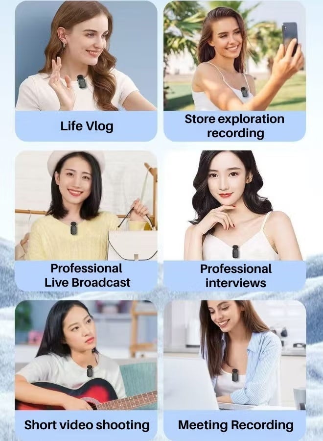 Wireless Microphone  (2TX+RX+Charging Case) For Iphone/Android, Mike Wireless With Lightning/Usb C 600ft Los Range Hi-Fi Audio Noise Cancellation 40h Duration, Mic For Vlogging Tiktok Youtube Content Creators Live Streaming-Black - Image 3