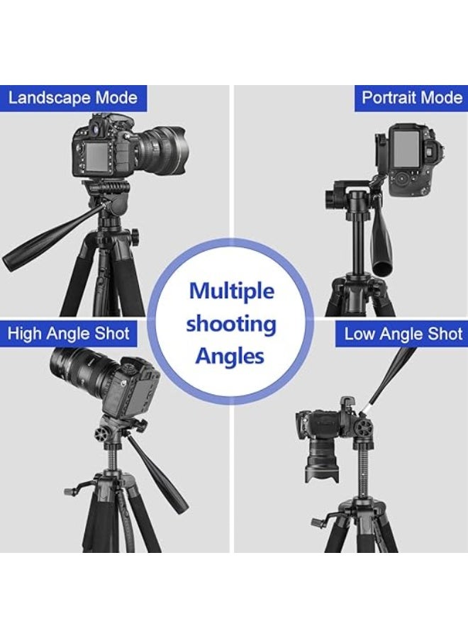 74-inch Tripod Stand with Travel Bag – Mobile & Camera Holder with Wireless Remote, Compatible with DSLR, Smartphones, Projectors, and Webcams - Image 3