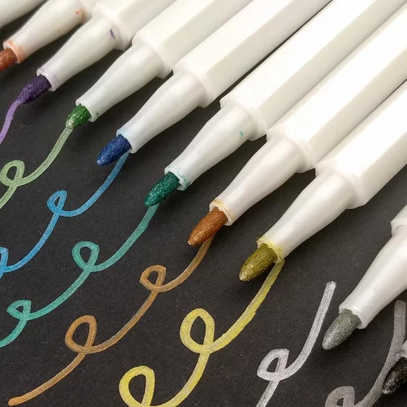 ART WALKER Acrylic Paint Marker Pen, Metallic Colors Medium Point Tip Art Markers, Marker Pen Set for Rocks, Ceramic, Glass, Wood, Fabric, Canvas, Mugs (Pack Of 1) (Metallic Color Pen) - Image 2