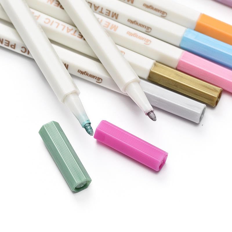 ART WALKER Acrylic Paint Marker Pen, Metallic Colors Medium Point Tip Art Markers, Marker Pen Set for Rocks, Ceramic, Glass, Wood, Fabric, Canvas, Mugs (Pack Of 1) (Metallic Color Pen) - Image 5