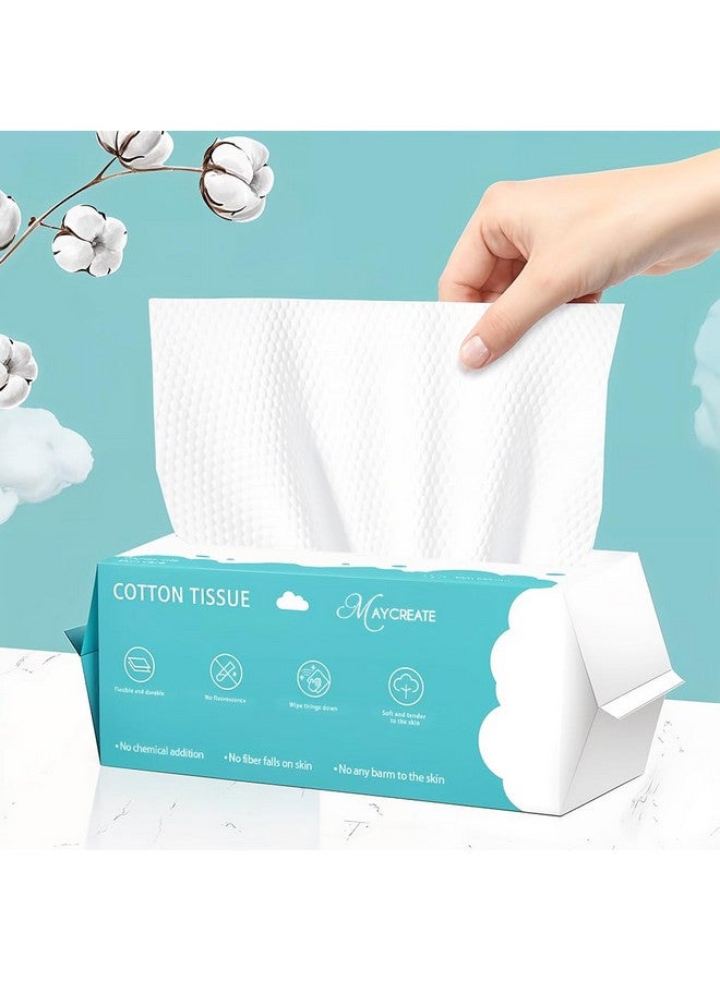 MAYCREATE® Face Towel Disposable 70 Count Facial Tissues for Face Wipes for Women Daily use Soft Absorbent Cotton Wet Tissue Makeup Removal Dry & Wet Multi Use Travel 7.87''x7.87'' Square - Image 1