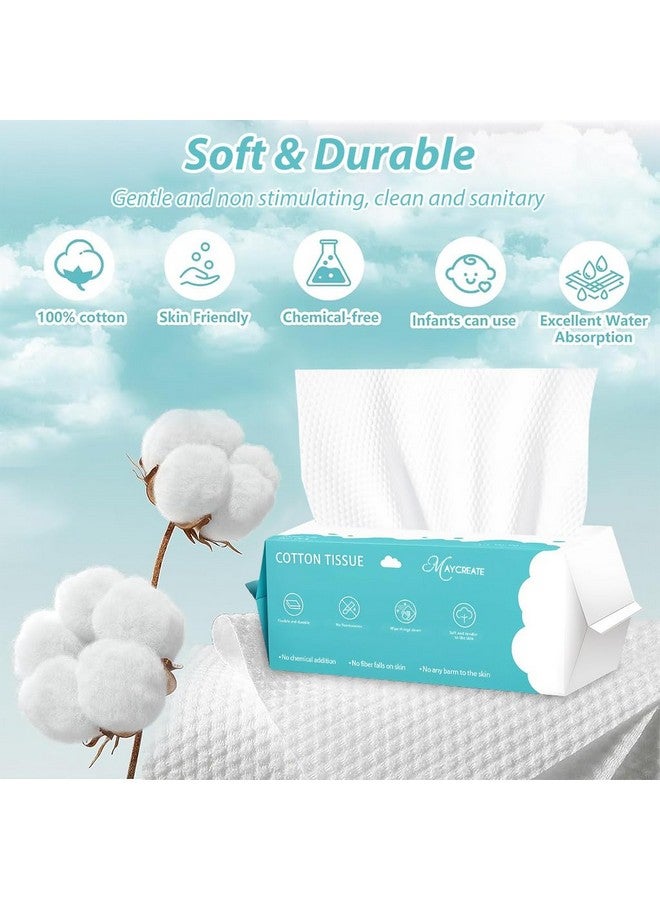 MAYCREATE® Face Towel Disposable 70 Count Facial Tissues for Face Wipes for Women Daily use Soft Absorbent Cotton Wet Tissue Makeup Removal Dry & Wet Multi Use Travel 7.87''x7.87'' Square - Image 5
