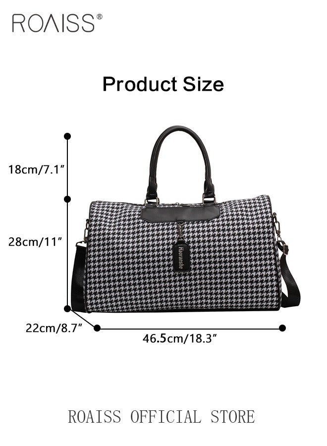 roaiss Stylish Houndstooth Duffel Bag Large Capacity Waterproof Gym Bags Unisex for Fitness Training Outdoor Travel with Adjustable Hardware Buckle and Comfortable Handheld Suitable for Women or Men - Image 4