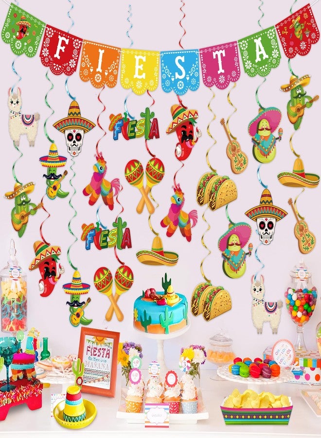 Maniaacer 25 PCS Mexican Fiesta Party Decorations Mexico Fiesta Banner Cinco De Mayo Hanging Swirls for Mexican Theme Taco Birthday Party Decorations - Image 5