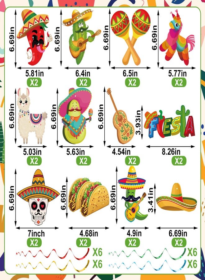 Maniaacer 25 PCS Mexican Fiesta Party Decorations Mexico Fiesta Banner Cinco De Mayo Hanging Swirls for Mexican Theme Taco Birthday Party Decorations - Image 3