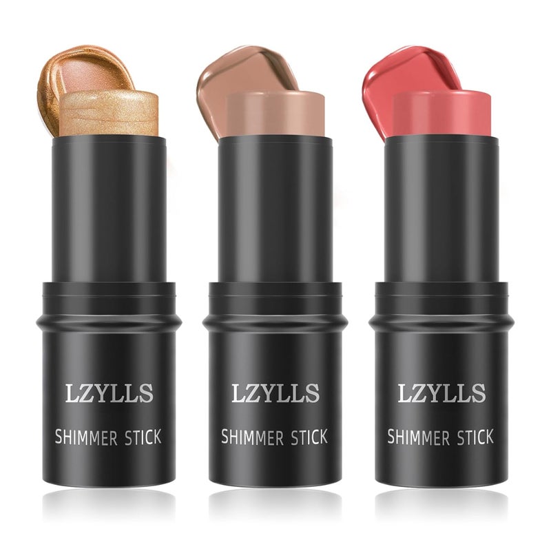 LZYLLS 3P Cream Blush Stick with BrushWaterproof Multi Cream Blush Stick MakeupLightweightLonglastingEasy To Use2 in 1 Multi Stick Blush for Cheeks  Lip Tint  Eyeshadow Makeup Q345