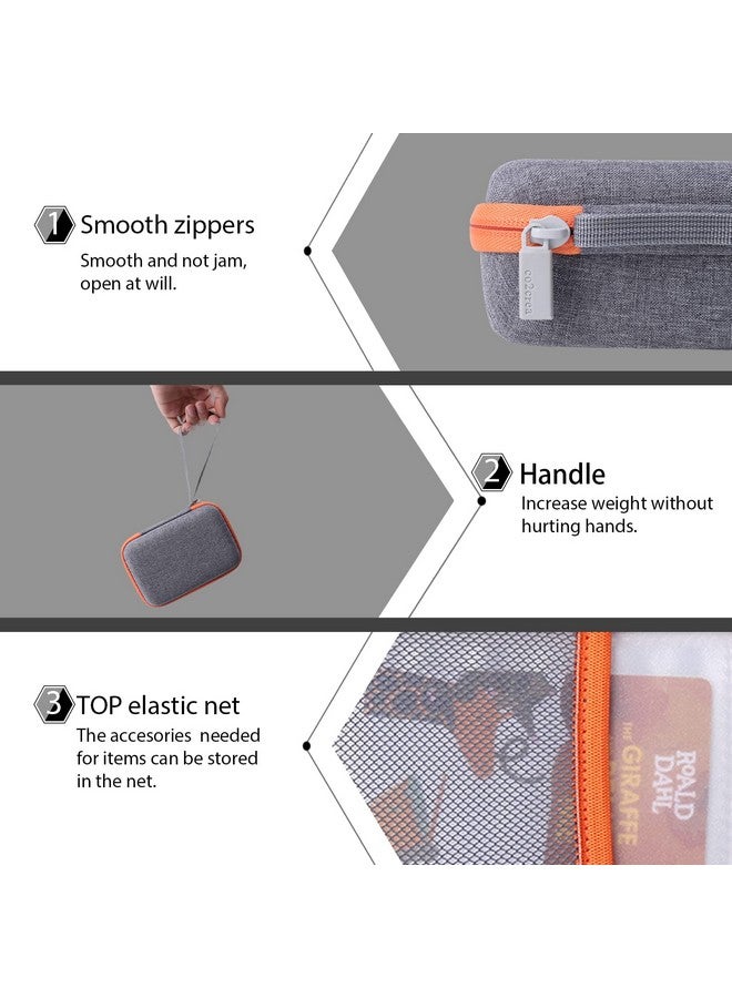 Co2Crea co2CREA Hard Case Compatible with Yoto Mini Kids Audio Music Player Children Speaker Plays Audiobook Cards Radio and Card Case Hold up to Yoto 36 Cards, Grey Case With Orange Zipper, for Yoto Mini,  - Image 4