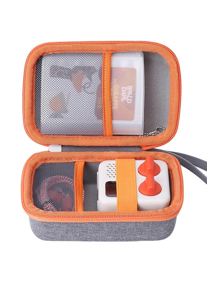 Co2Crea co2CREA Hard Case Compatible with Yoto Mini Kids Audio Music Player Children Speaker Plays Audiobook Cards Radio and Card Case Hold up to Yoto 36 Cards, Grey Case With Orange Zipper, for Yoto Mini,  - Image 1