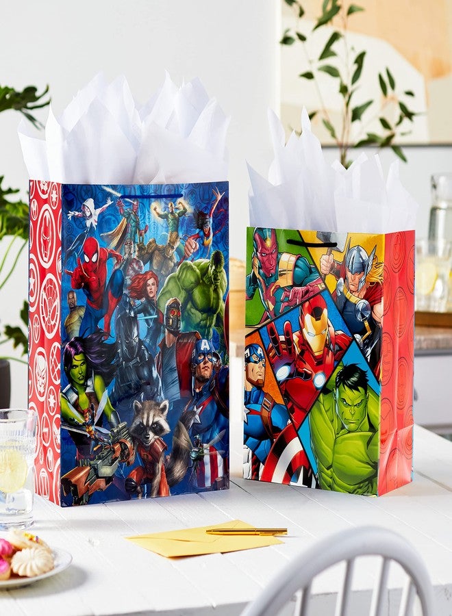 Hallmark Marvel Avengers Superhero Gift Bag Set (1 Large 13" Bag and 1 Extra Large 15" Bag) with Spider-Man, Hulk, Thor, Iron Man for Birthdays, Christmas, Halloween - Image 2