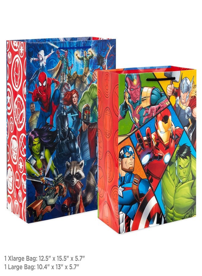 Hallmark Marvel Avengers Superhero Gift Bag Set (1 Large 13" Bag and 1 Extra Large 15" Bag) with Spider-Man, Hulk, Thor, Iron Man for Birthdays, Christmas, Halloween - Image 3