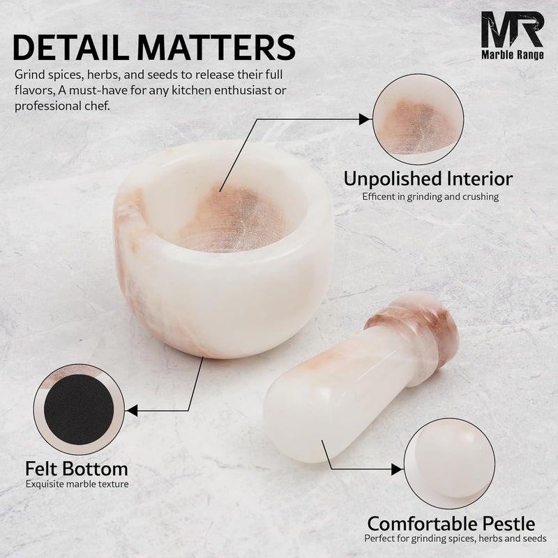 MARBLE RANGE Handmade White Onyx Marble Mortar and Pestle Set 3 Inch | Stone Spice Grinder Kitchen Cooking Tool | ideal for grinding spices for cooking, preparing herbal remedies, or crushing pills - Image 5