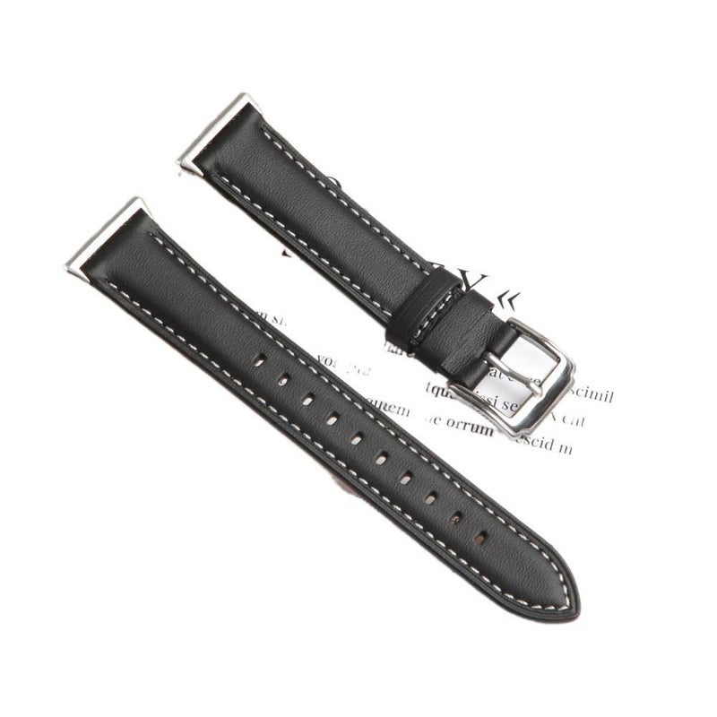 Adjustable Leather Classic Strap Smartwatch Band Compatible with Samsung Galaxy Watch with Fit Replacement Strap in Black - Image 5
