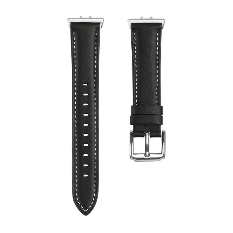 Adjustable Leather Classic Strap Smartwatch Band Compatible with Samsung Galaxy Watch with Fit Replacement Strap in Black - Image 1