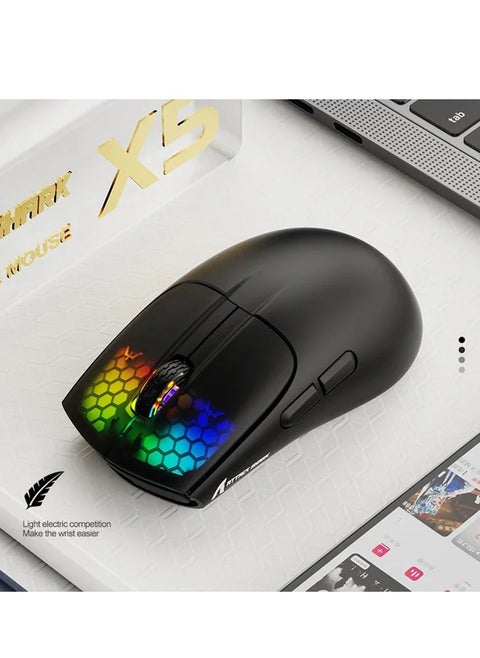 X5 49g wireless Gaming Mouse,Bluetooth Tri-mode,PixArt Optical Sensor for PC/MAC/Wins