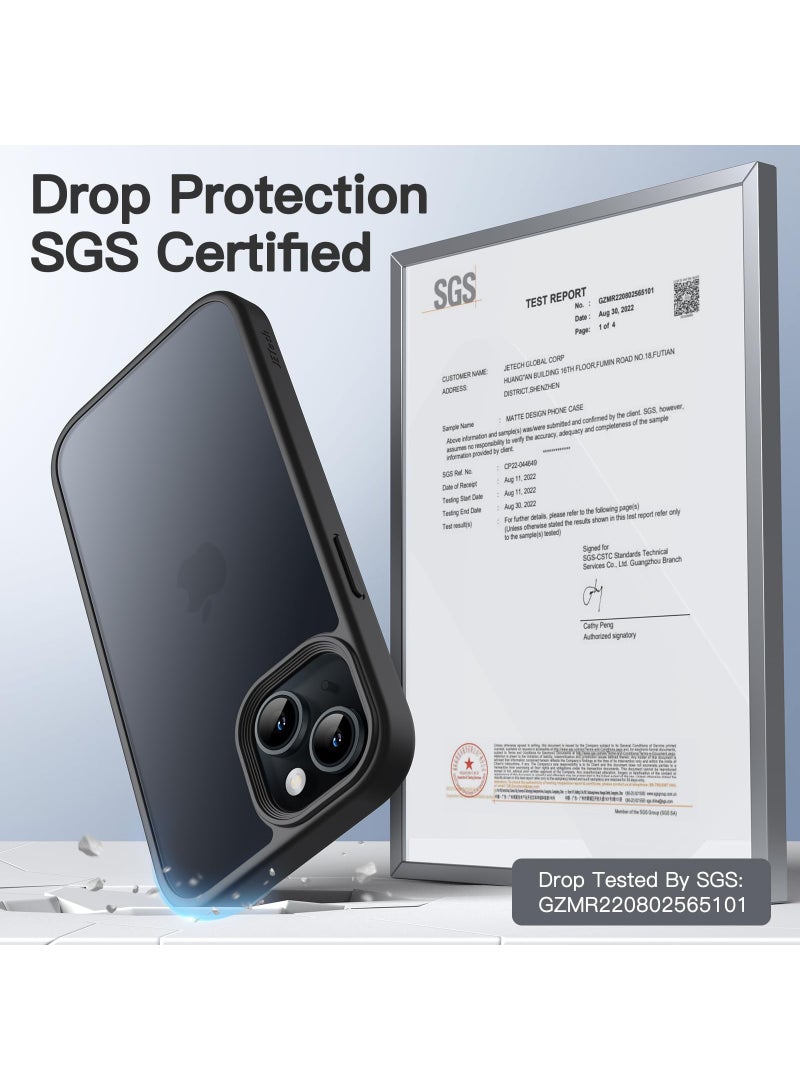 Jetech Matte Case for iPhone 15 6.1 Inch Shockproof Military Grade Drop Protection Frosted Translucent Back Phone Cover Anti Fingerprint Black - Image 2